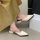 Half Slippers Women's Muller Shoes 2025 Summer New Pointed Cool Slippers And Retro Wearing