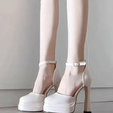 Spring And Summer New Mary Jane High Heels Wedding Shoes Waterproof Table Sexy Barbie Ultra-High Heel Small Sandals