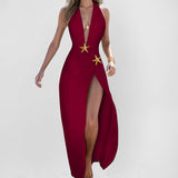 Women's Holiday Style Sexy Open Skirt Hanging Neck Sexy Back Suit Women Two