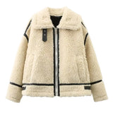 Autumn And Winter New Lamb Wool Coat Female Motorcycle Fur Integrated Locomotive Thickened Coat