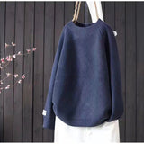 Women's Spring And Autumn 2025 New Inside And Outside Wearing Loose Lazy Sealed Ocean Round-Neck Literary And Art Knitted