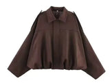 And Winter Women's New Velvet Texture Effect Pilot Long-Sleeved Jacket