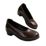 Work Shoes Shallow Mouth Thick Heel Professional Shoes Soft Leather Plain Heel Work Clothes Flight Attendant Female Middle-Age Mother