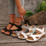 Asia Slope And Thick-Soled Sandals Women's Large-Size With Fish Mouth Magic Stick Beach Cool Drag Large Size Women's