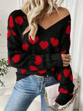Wear Knitted Top Girl Loose Hollow V Collar Love