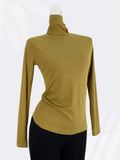 Zingj Cotton Super Soft Pendant Pile Collar Bottom Shirt Female Spring With A Slim Solid Color High Collar Long Sleeve