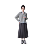 Two POLO-Necked Sweater Women's Spring And Autumn 2025 Spring And Autumn New College Style Splicing Knitted Cardigan Women's