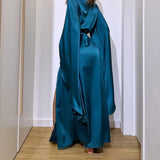 Women's Robe Comfortable Leisure Temperament Tied With Sexy Open-Fork V-Neck Nightgress Dress Dress