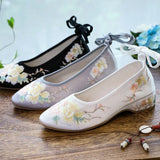 Zingj Shoe Net Shoe Sandals Bag Root Embroidered Cloth Shoes Low Heel Women's Shoes 2023 New National Wind New