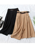 Women Casual Skirts 2023 Spring And Autumn Solid High Waist Irregular Pockets Midi Skirts Fashion Simple Elegant Saia