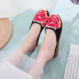 Zingj Summer New Embroidery Flowers Flat Bottom Fat Feet Wide Feet Embroidered Cloth Shoes Wear Female Cloth