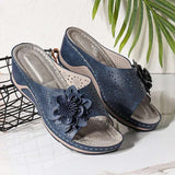 Large-Size Leisure Flower Sandals Car Line Toe Slope And Slippers French Tidal Women's