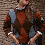 Loose Round Collar Design Feel Waist Sweater Knitted