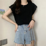 Zingj Sense Small Flying Sleeve T-Shirt Women's Summer 2024 New Loose Shirt Short-Sleeved Student Jacket