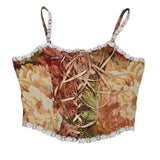 And Winter New Women's Style French Retro Oil Style Sling Vest Fish Bone Shaping Body With