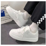 White Shoes 2025 Spring And Autumn New Thick-Soled Pure White Round Head Shoes Students Tied Casual