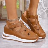 New Slope Hedley Sandals Bag Head Hollow Breathable Female Large Size Loose Cake Thick-Soled Magic Stick Casual