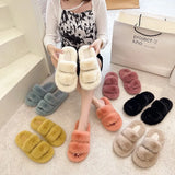 Autumn And Winter New Plush Slippers Women Home Warm Cotton Slippers Casual Fashion Wearing Hair Slippers