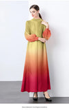And Fashionable Gradient Lantern Sleeve Pressure Folding Dress Women Autumn And Winter Loose Apparent Thin-Skinny A-Character