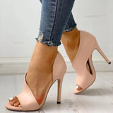 Summer Station 4243 High-Heeled Fish Mouth Sandals Women Large Size Sidefish Thin Women's Shoes Fashion