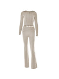 knit two-piece suit with zip and