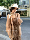 Xixi 13 Line 2025 Autumn New White Standard Korean Version Of Hollow Knitted Sunscreen Hooded Shirt