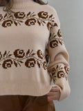 And Winter New Half-High Collar Fashion Loose Embroidered Knitted Shirt Sweater