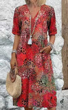 Fashion New Printed Lace V-Neck Short-Sleeved