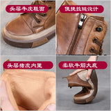Martin Boots Women Retro Water Wash Skin With Beef Rib Bottom Boots Flat Base Soft Bottom Boots Plus