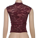 Front Slit Back Lace Short Sleeve Top- Outfit