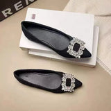 New Women's Water Drill Shoes Design Pointy Flat Bottom French Style Fashion Niche Single