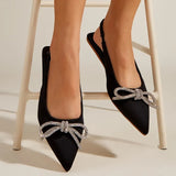 Zingj Diamond Bow Dew With Muller Pointed Flat Heel Women's Single Shoes-Outfit