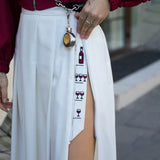 Women's High-Waisted 100-Fold Dress Embroidered Wine Glass Capacity Half-Dress Elegant Luxury Luxury