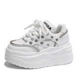 Sole Small White Shoes Female 2025 Autumn New Fashion Rivets Small Show Thin Loose Cake Shoes Lace Casual Sports
