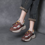 Leather Thick-Soled Fork Forrest Shoes Women's Spring And Autumn New Comfortable Old Dad Shoes Net Breathable Sports Casual