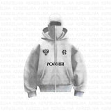 Tide Brand Double Hat Design Letter Hoodie Autumn And Winter Men And Women The Same Loose Y2K Tidive