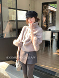 Xixi Autumn 2025 New White Standard Korean High-Necked Bat Sleeves Thin Cloak Knitted Sweater Women