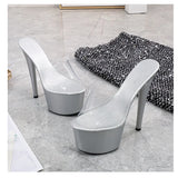 Zingj New Model Shoes Super High Heels 17CM Thin Heel Waterproof Platform Sandal Female Transparent Crystal Shoes Wedding