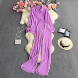 Suit Female Temperament Loose Long-Sleeved Shirt Two Sets Of Leisure High-Waist Hanging Pendant 100