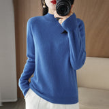 Zingj 2024 Autumn / Winter New Women's Korean Version Slim Half High Collar Short Solid Color Bottom Sweater-Outfit