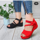 Velvet Slope With Fish-Billed Sandals Women's Bows Thick Bottom Beach Cool Slippers