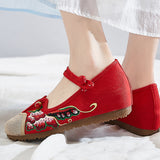 Zingj Not Include Shoe Box Single Shoes Inside The High Height Female Slope Heel High Heels Canvas Embroidered Cloth Shoes Women's Shoes Ethnic Flowers Build Buckle