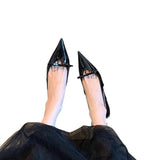 Zingj Essence! High Heel Baotou Sandal Female 2024 New Bow Black Pointed Thin Heel Back