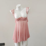New Sexy Pajamas Female Summer Emotional Fun Small Breast Lace Splicing Slings Hollow Mesh Yarn