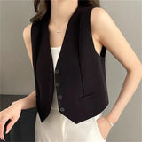 Zingj Vest Women's Vest Outside The New 2024 Autumn White Slim Sleeveless Short Vest Jacket