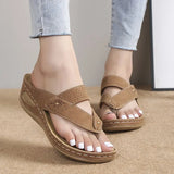 Summer New Fashion Slope And Flip-Flops Wearing Beach Slippers Large Size Women Summer