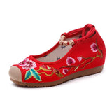 Zingj Heels Single Shoes Ethnic Style Embroidered Cloth Shoes Spring And Autumn Wooden Beads With Women's