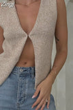 Y2K Women Knitted Sweaters Vest Tops Casual Retro Sleeveless V-Neck Buttons Up Tank Summer Autumn Chic Vest 2023
