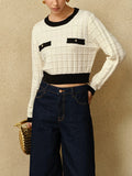 And Winter Women's Elegant Knitted Shirt Round-Neck Temperament Small Fragrant Gentle Knitted Sweater Fashion
