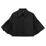 Sleeves Loose Open-Sleeve Shirt Top 2025 Spring New Women's Clothing